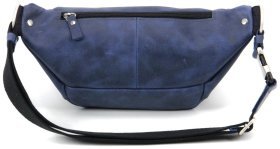 Синя чоловіча поясна сумка з натуральної шкіри на блискавці Tom Stone (10922)