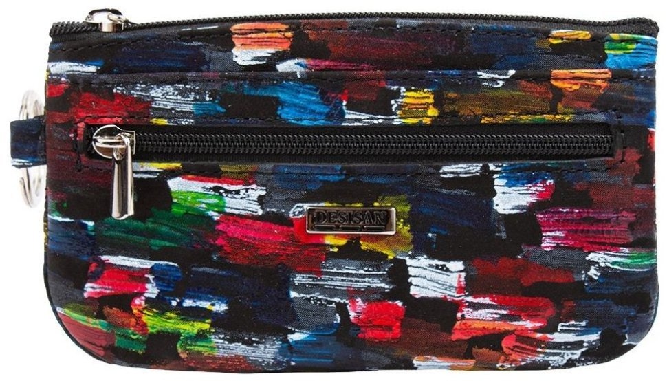 Женская кожаная ключница с разноцветным принтом на молнии Desisan 80058 modnotak фото №1
