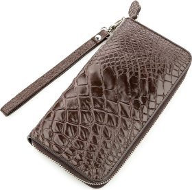 Чоловічий гаманець-клатч з коричневої шкіри крокодила CROCODILE LEATHER (024-18588)