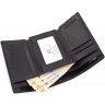 Шкіряний жіночий гаманець потрійного складання в чорному кольорі ST Leather (15606) - 5