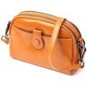 Шкіряна жіноча сумка-кроссбоді помаранчевого кольору на дві блискавки Vintage 2422421 - 1