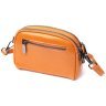 Шкіряна жіноча сумка-кроссбоді помаранчевого кольору на дві блискавки Vintage 2422421 - 2