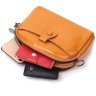 Шкіряна жіноча сумка-кроссбоді помаранчевого кольору на дві блискавки Vintage 2422421 - 6