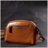 Кожаная женская сумка-кроссбоди оранжевого цвета на две молнии Vintage 2422421 - 8