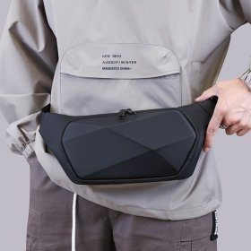 Стильная мужская сумка бананка из прочного текстиля Confident 90758 Черная