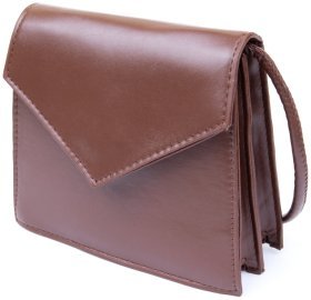 Женская сумка кроссбоди с клапаном из кожзаменителя коричневого цвета Vintage Style 91058