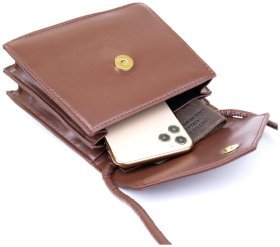 Женская сумка кроссбоди с клапаном из кожзаменителя коричневого цвета Vintage Style 91058
