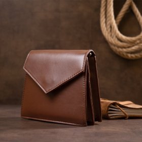 Женская сумка кроссбоди с клапаном из кожзаменителя коричневого цвета Vintage Style 91058