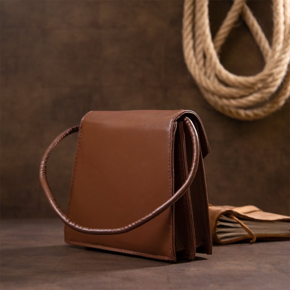 Женская сумка кроссбоди с клапаном из кожзаменителя коричневого цвета Vintage Style 91058 фото №5 Женская сумка кроссбоди с клапаном из кожзаменителя коричневого цвета Vintage Style 91058 modnotak фото №5