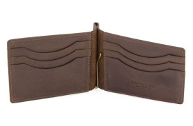 Винтажный темно-коричневый зажим для купюр и карточек ST Leather (16834) - 2