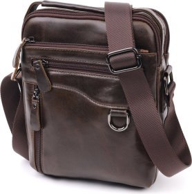 Практичная мужская сумка-барсетка из гладкой кожи темно-коричневого цвета Vintage (20824)