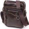 Практична чоловіча сумка-барсетка з гладкої шкіри темно-коричневого кольору Vintage (20824) - 1