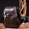 Практична чоловіча сумка-барсетка з гладкої шкіри темно-коричневого кольору Vintage (20824) - 7