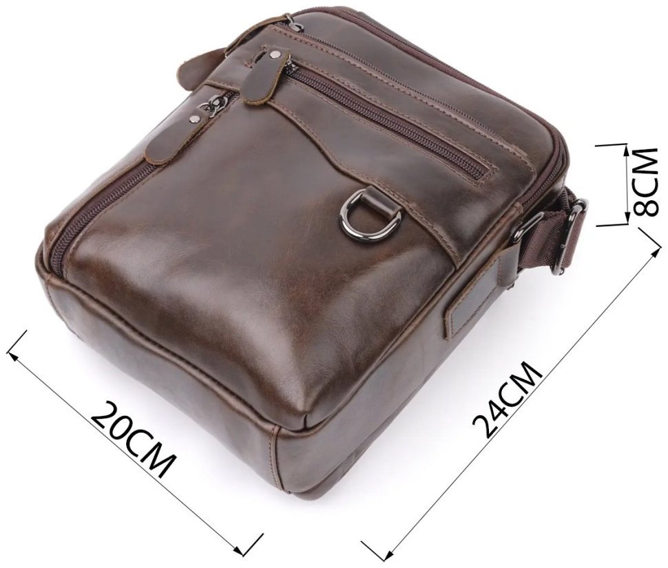 Практичная мужская сумка-барсетка из гладкой кожи темно-коричневого цвета Vintage (20824) modnotak фото №10