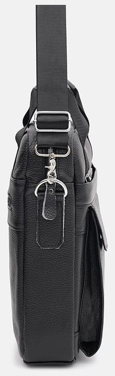 Мужская кожаная сумка среднего размера в классическом черном цвете Keizer 71658