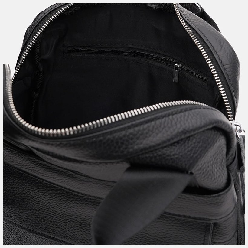Чоловіча шкіряна сумка середнього розміру в класичному чорному кольорі Keizer 71658