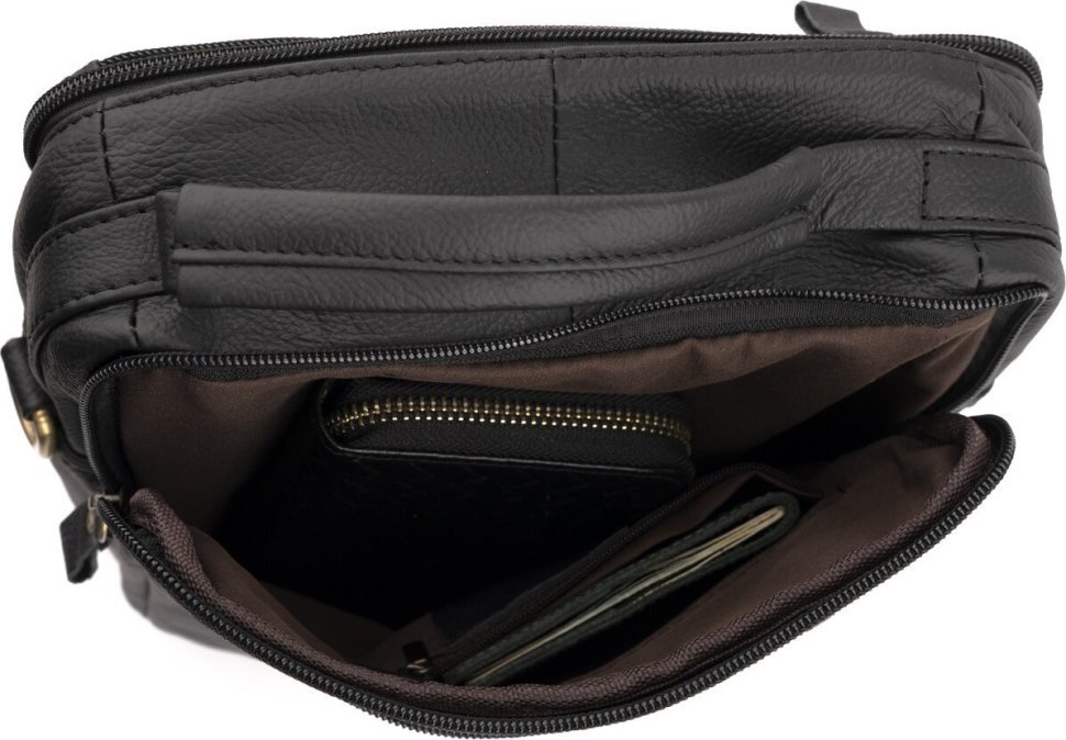 Вместительная кожаная сумка планшет на два отделения VINTAGE STYLE (14763)
