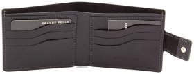 Невелике чоловіче портмоне чорного кольору на кнопці Grande Pelle (13215)
