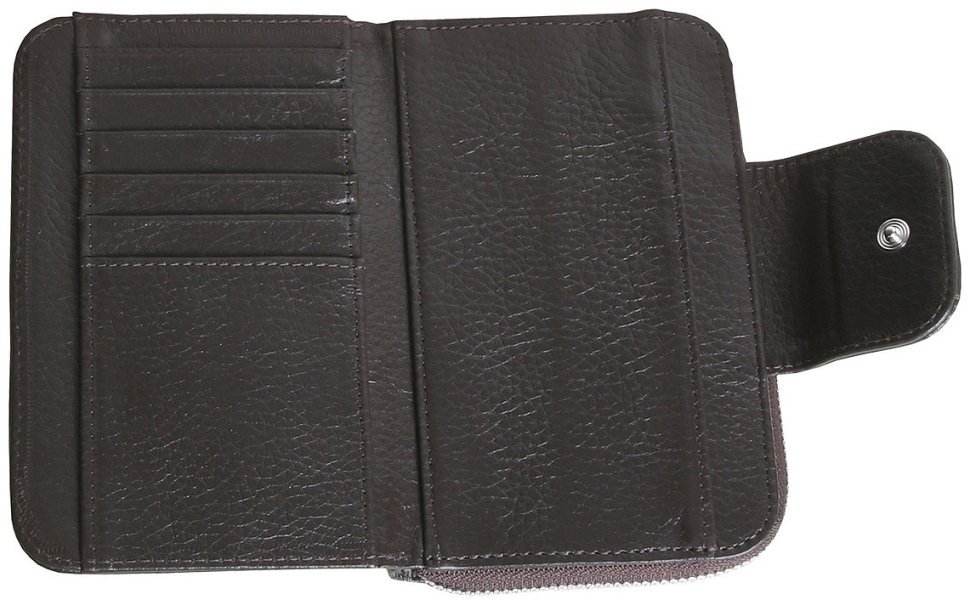 Вместительный кошелек из фактурной кожи с дополнительным блоком на кнопке и с ремешком на запястье Vip Collection 102358 (коричневого цвета) фото №3 Вместительный кошелек из фактурной кожи с дополнительным блоком на кнопке и с ремешком на запястье Vip Collection 102358 (коричневого цвета) modnotak фото №3