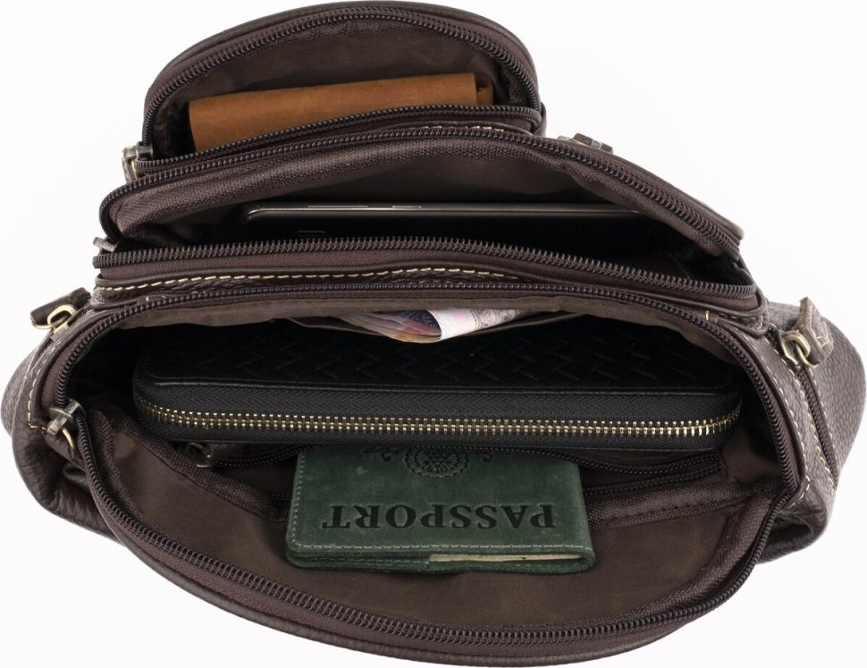 Вместительная мужская сумка на пояс с карманами VINTAGE STYLE (14860)
