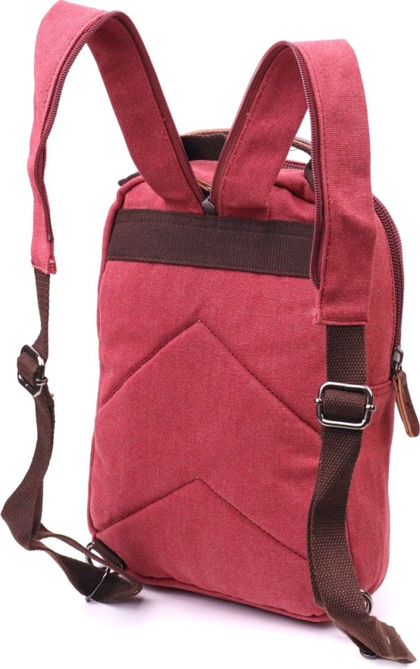 Жіночий текстильний рюкзак малинового кольору Vintage (2421256)