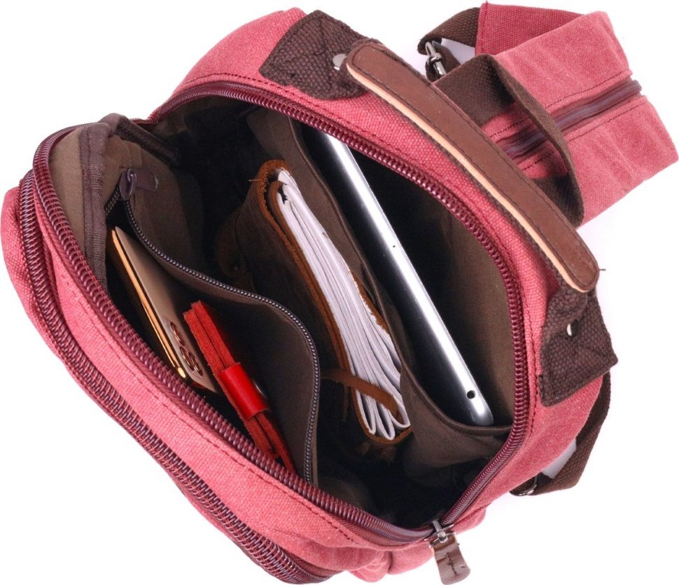 Женский текстильный рюкзак малинового цвета Vintage (2421256) 