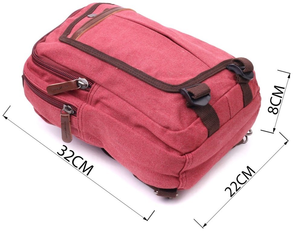 Жіночий текстильний рюкзак малинового кольору Vintage (2421256) modnotak фото №10