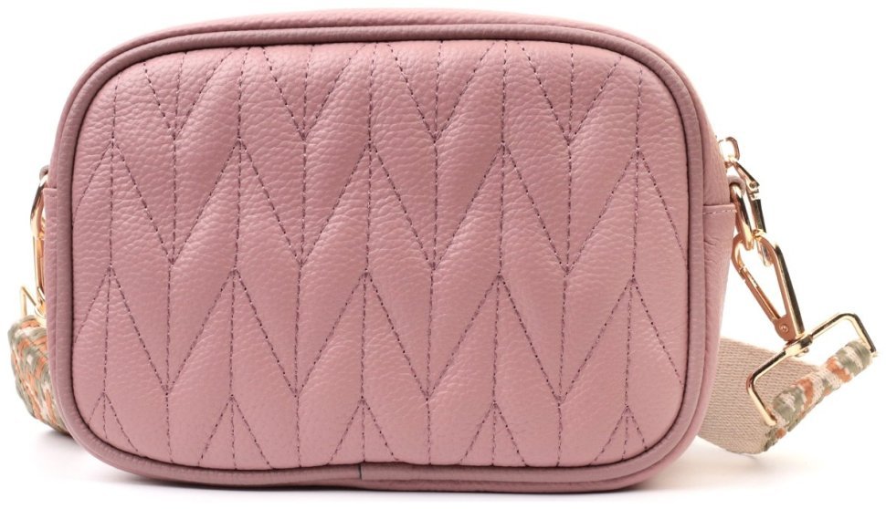 Стеганая женская сумка из натуральной кожи Vintage 22614 Розовая modnotak фото №5