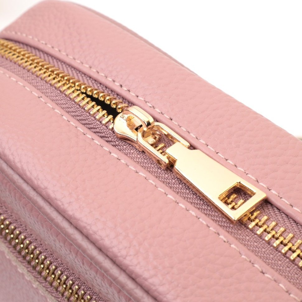 Стеганая женская сумка из натуральной кожи Vintage 22614 Розовая modnotak фото №8