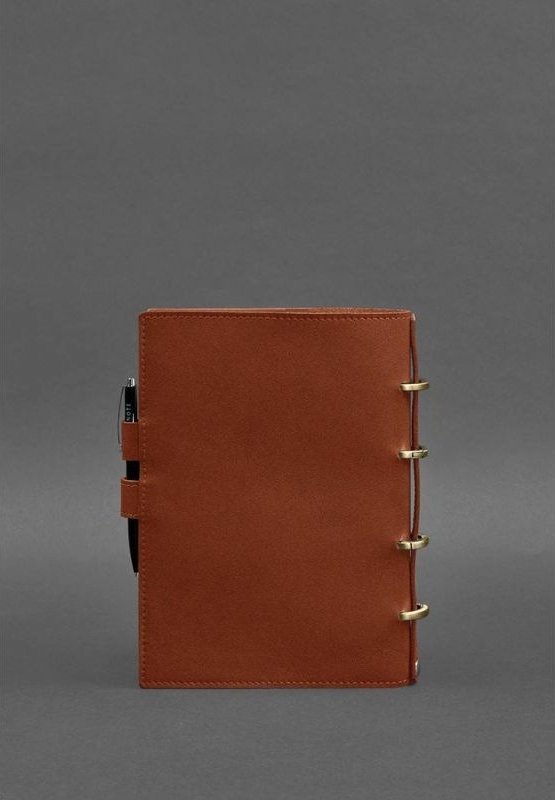 Светло-коричневый кожаный блокнот с датированным блоком (Софт-бук) - BlankNote (42658)
