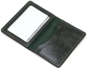 Мини обложка из натуральной кожи Алькор для автодокументов, удостоверения или ID-паспорта Grnade Pelle 82758 цвет зеленый