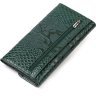 Жіночий лаковий гаманець зеленого кольору з натуральної шкіри з тисненням під змію CANPELLINI (2421694) - 2