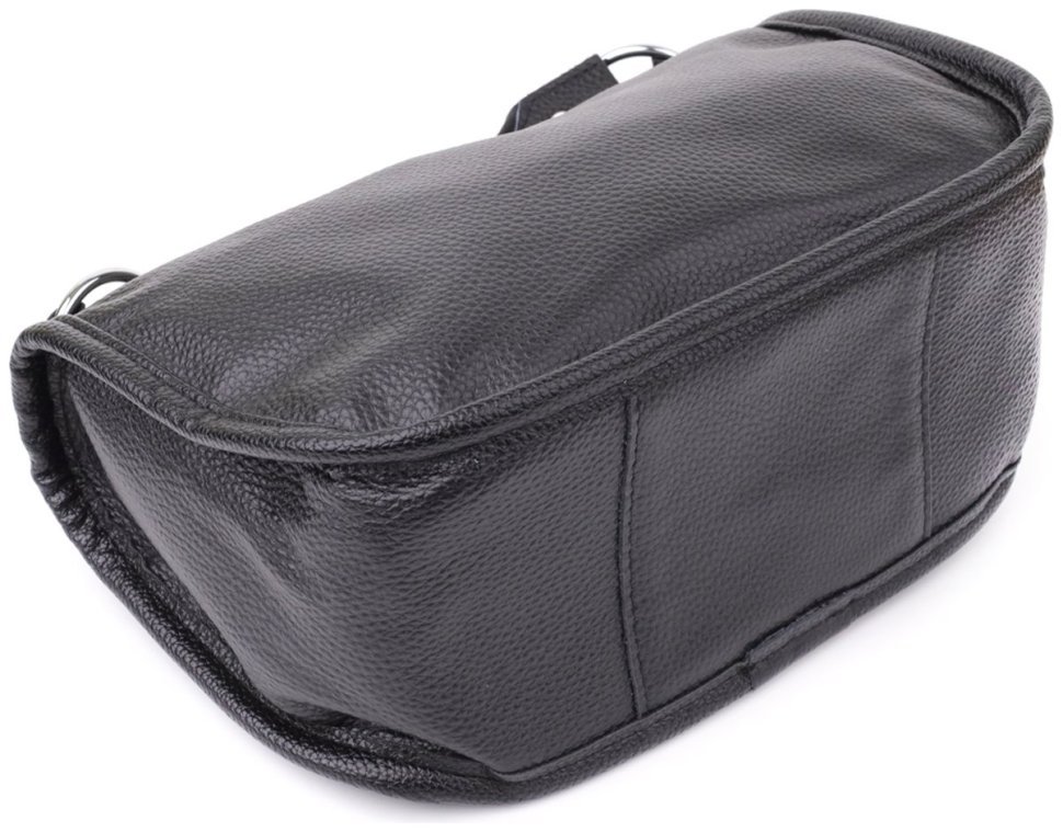 Полукруглая сумка на каждый день для женщин из фактурной кожи через плечо Vintage 103158 черного цвета modnotak фото №2