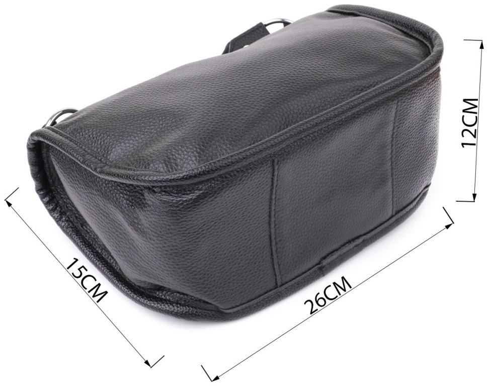 Полукруглая сумка на каждый день для женщин из фактурной кожи через плечо Vintage 103158 черного цвета modnotak фото №3