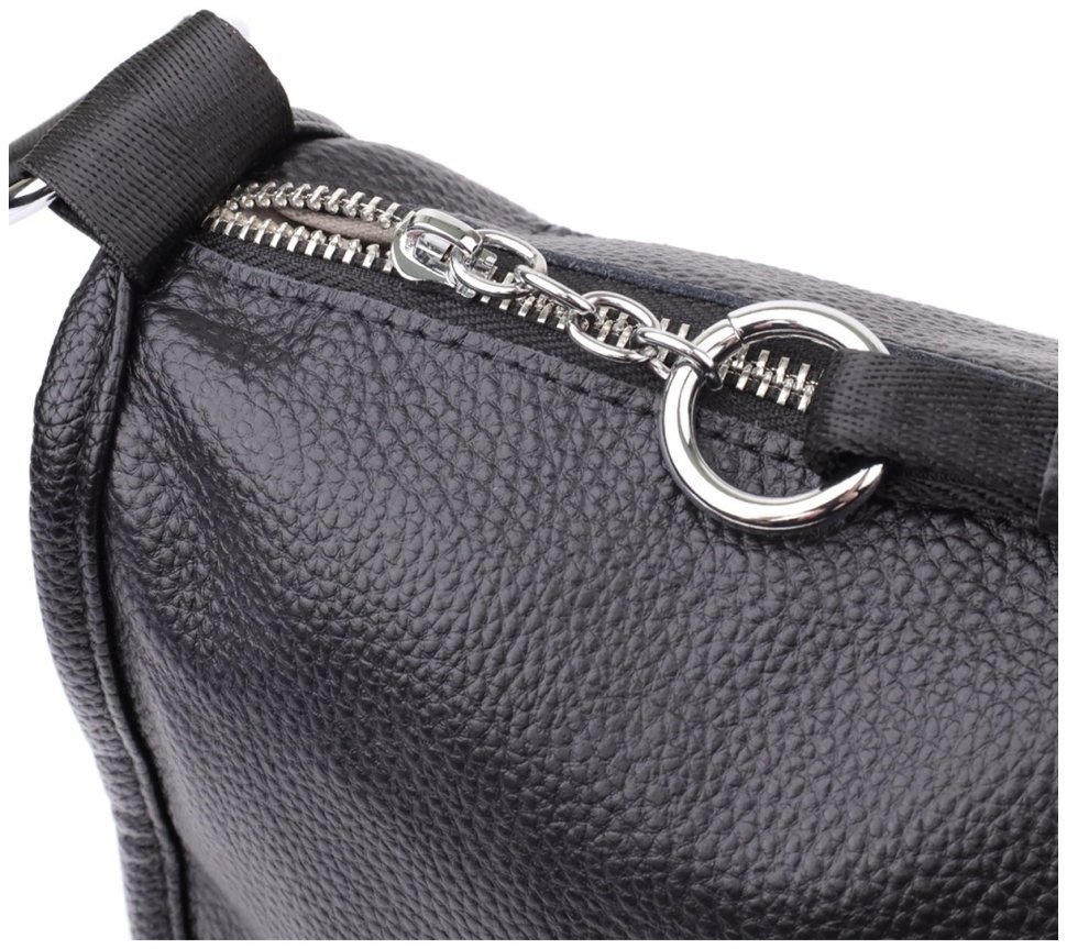 Полукруглая сумка на каждый день для женщин из фактурной кожи через плечо Vintage 103158 черного цвета modnotak фото №5
