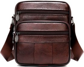 Коричневая кожаная сумка-планшет на плечо Vintage (14987)