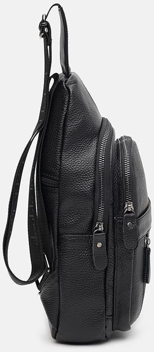 Чоловічий шкіряний слінг-рюкзак класичного дизайну з лямкою через плече Borsa Leather (22094)