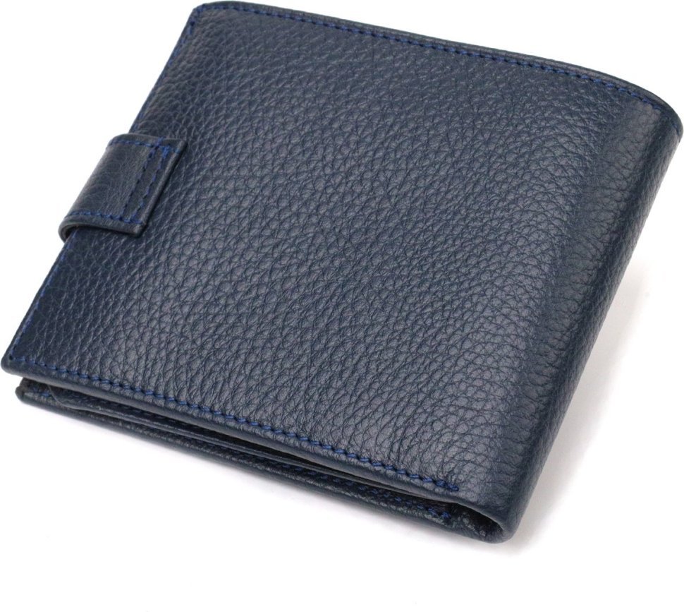 Чоловічий портмоне горизонтального формату із фактурної шкіри синього кольору CANPELLINI (2421894)