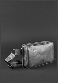 Поясная сумка бананка черного цвета из натуральной кожи BlankNote Dropbag Minі (12629)