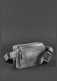 Поясная сумка бананка черного цвета из натуральной кожи BlankNote Dropbag Minі (12629)