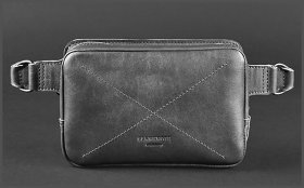 Поясная сумка бананка черного цвета из натуральной кожи BlankNote Dropbag Minі (12629)