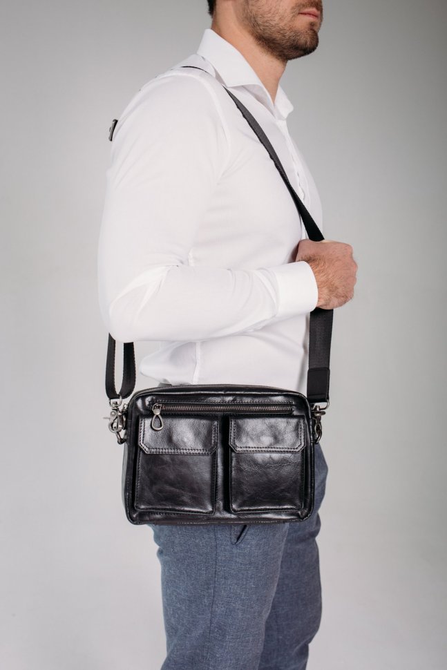 Горизонтальна чоловіча сумка-месенджер через плече з натуральної шкіри Tiding Bag (15748)