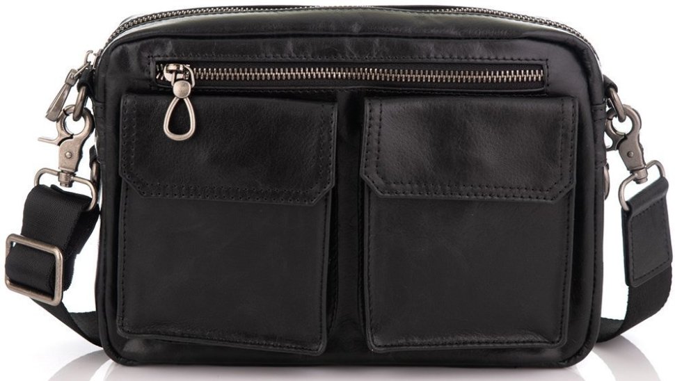 Горизонтальная мужская сумка-мессенджер через плечо из натуральной кожи Tiding Bag (15748)