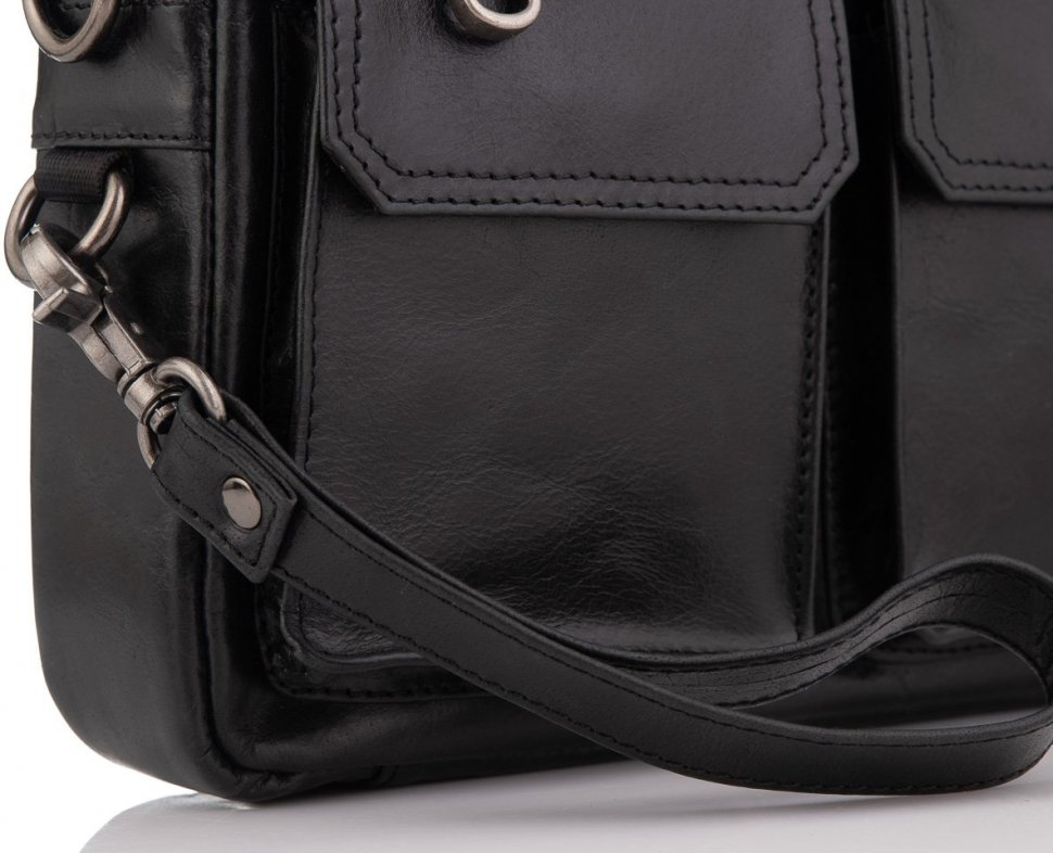 Горизонтальная мужская сумка-мессенджер через плечо из натуральной кожи Tiding Bag (15748)