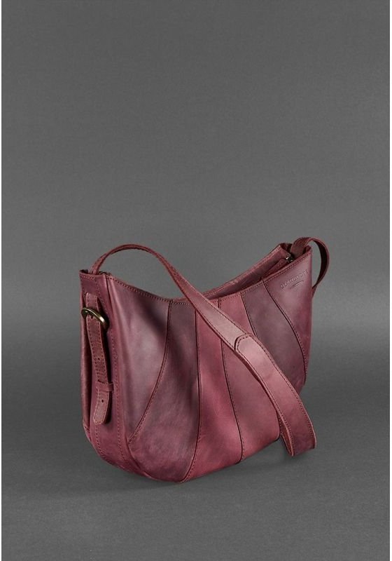 Модная сумка в бордовом цвете из матовой кожи BlankNote Круассан (12647)