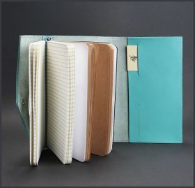 Женский кожаный блокнот (Софт-бук) бирюзового цвета BlankNote (13658)