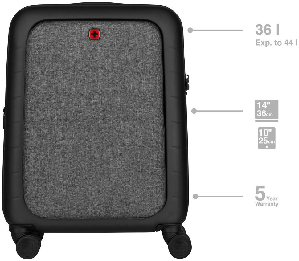 Валіза Wenger, Syntry, полікарбонат/поліестер, мала з відс для н/б 14", 4 колеса, чорна modnotak фото №4