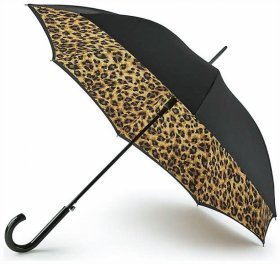 Зонт-трость женский Fulton Bloomsbury-2 L754 Lynx (полуавтомат, черный с принтом пятен рыси) 93858