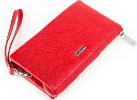 Жіночий шкіряний гаманець-клатч червоного кольору на зап'ясті KARYA (2417007)
