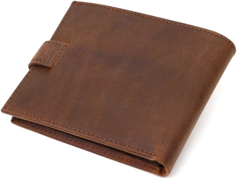 Вінтажний чоловічий гаманець з натуральної шкіри коричневого кольору Tony Bellucci (2422041)